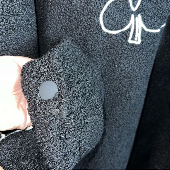 Zara Black Embroidered Faux Shearling Streetwear Utility Overshirt Size L/XL - Picture 12 of 16